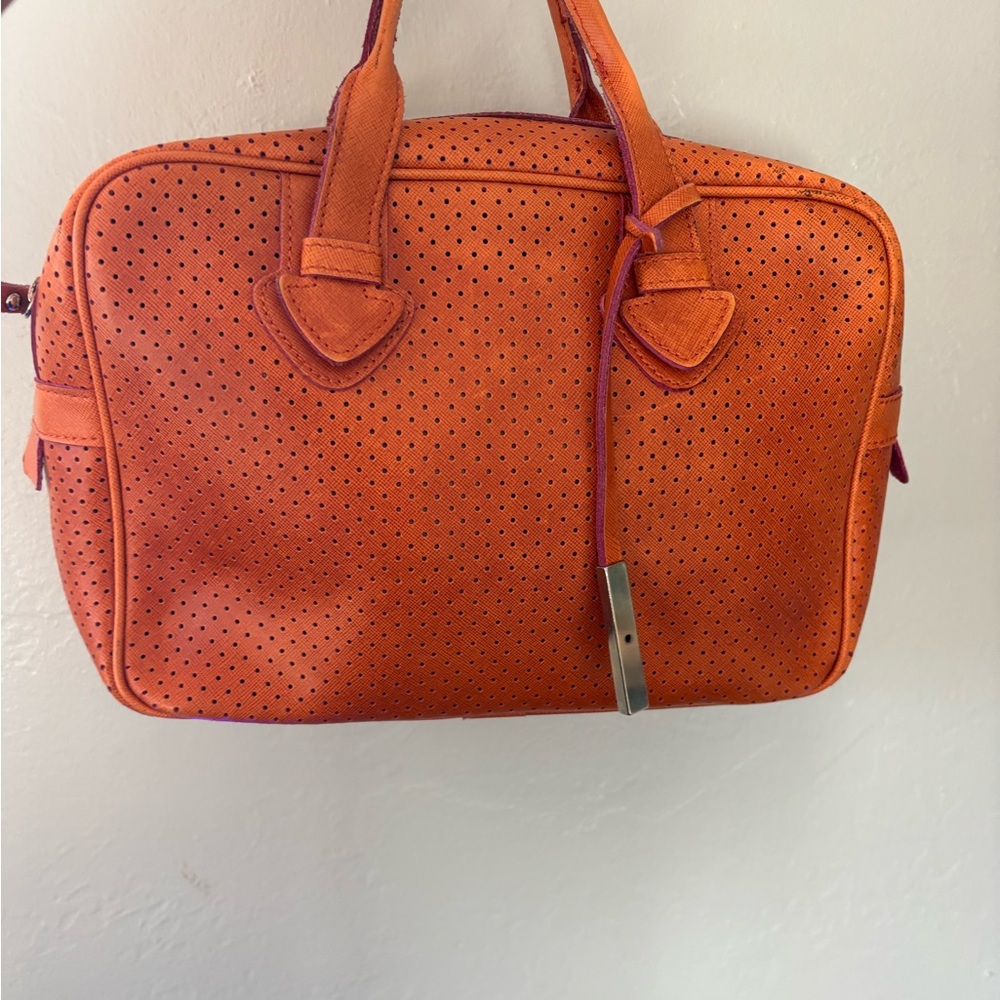 Innue Leather Made in Italy Perforated Orange Handbag